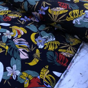 Renkli Tropikal Desenli Viskon Kumaş 362