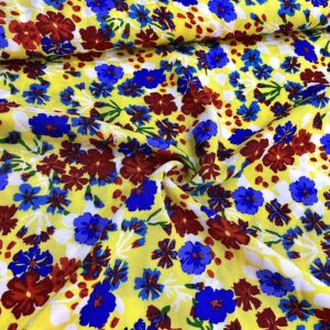 Sarı Çiçekli Viskon Kumaş 308