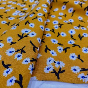 Sarı Minik Çiçekli Pamuk Viskon Kumaş 489