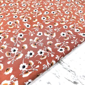 Şeftali Çiçek Desenli Viskon Kumaş 186