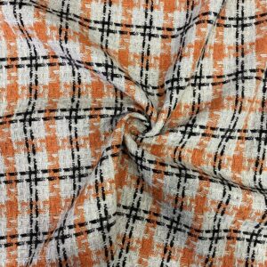 Şeftali Renk Detaylı Geometrik Desenli Şanel Kumaş 122