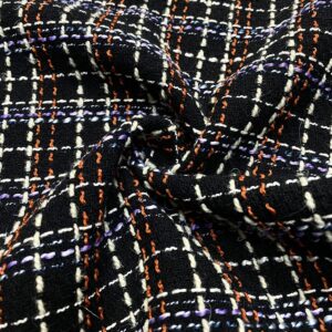 Siyah Küçük Ekose Desenli Şanel Kumaş 163