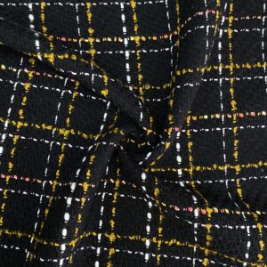 Siyah Üzerine Hardal Çizgili Şanel Kumaş 107