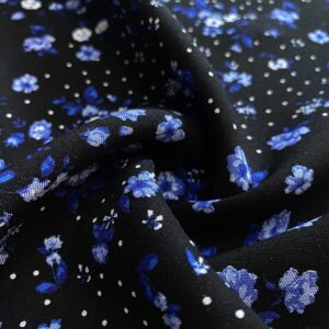 Siyah Üzerine Mavi Minik Desenli Pamuk Viskon Kumaş 474