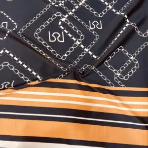 Siyah Zincir Desenli Saten Kumaş 90