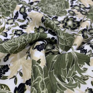 Soft Yaprak Desenli Pamuk Viskon Kumaş 482