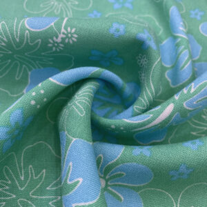 Turkuaz Çiçekli Pamuk Viskon Kumaş 508