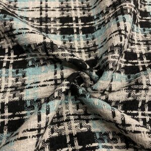 Turkuaz Detaylı Geometrik Desenli Şanel Kumaş 124