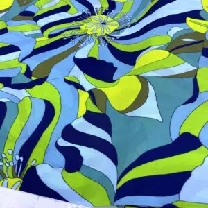 Yeşil Etnik Desenli Maroken Krep Kumaş 70