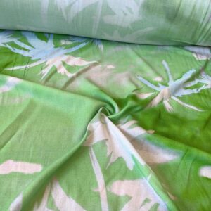 Yeşil Palmiye Desenli Pamuk Viskon Kumaş 387