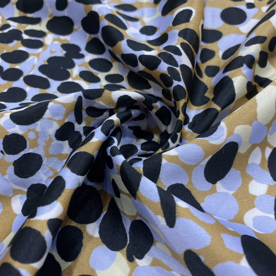 Lacivert Puantiyeli Saten Kumaş 122