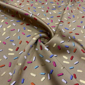 Bej Üzerine Rengarenk Saten Kumaş 127