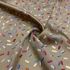 Bej Üzerine Rengarenk Saten Kumaş 127