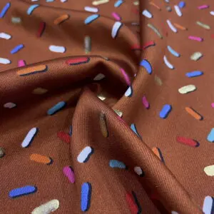 Bej Üzerine Rengarenk Saten Kumaş 127