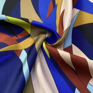 Rengarenk Desenli İpek Saten Kumaş 126