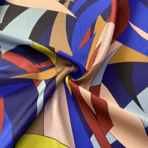 Rengarenk Desenli İpek Saten Kumaş 126