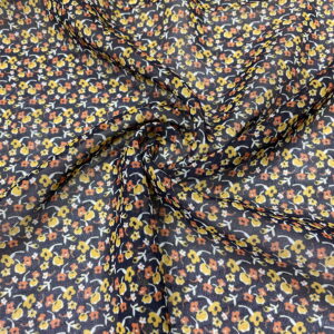 Siyah Minik Çiçekli Şifon Kumaş 165