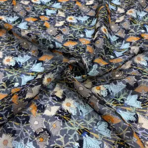 Bordo Çiçekli Jakarlı Şifon Kumaş 160