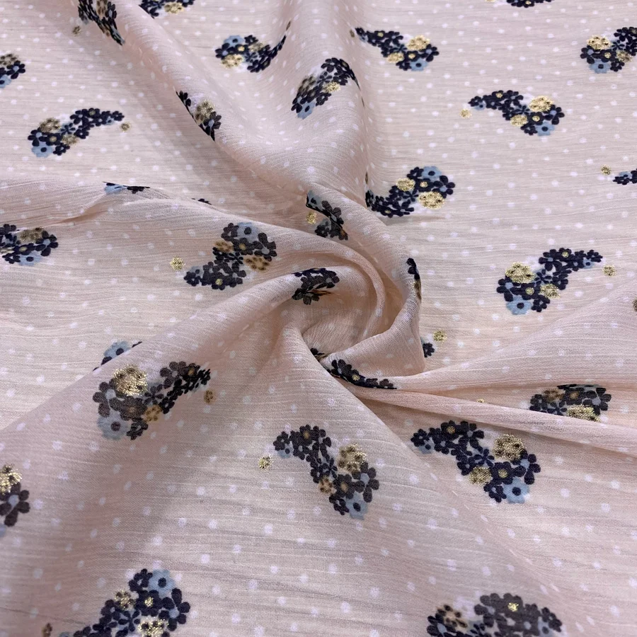 Siyah Minik Çiçekli Şifon Kumaş 165