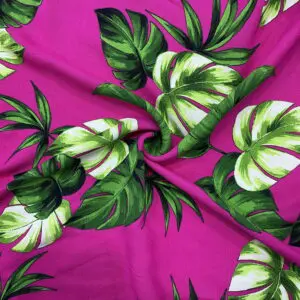 Yeşil Yapraklı Maroken Krep Kumaş 95