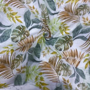 Açık Yeşil Yaprak Desenli İpek Vual Kumaş 125