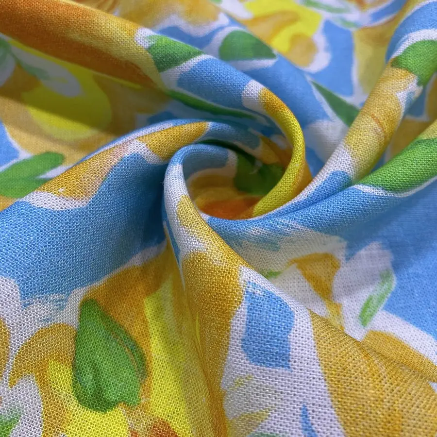 Desenli Ham Keten Kumaş 65