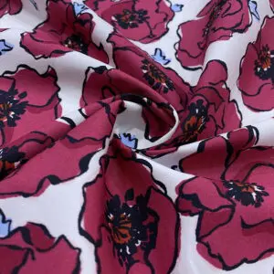 Fuşya Gül Desenli Pamuk Poplin Kumaş 186