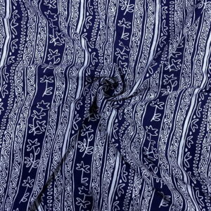 Lacivert Desenli Pamuk Viskon Kumaş 571
