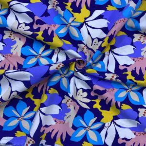 Mavi Rengarenk Pamuk Poplin Kumaş 193