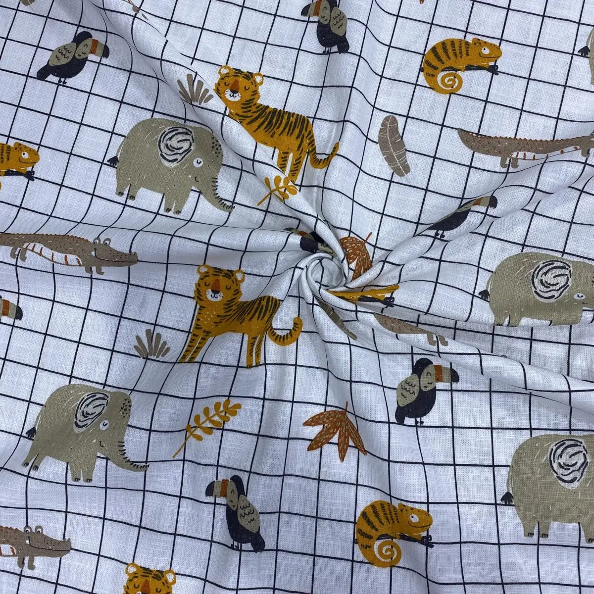 Pastel Tonlu Tropikal Desenli Ham Keten Kumaş 61 Pastel Tonlu Tropikal Desenli Ham Keten Kumaş 61