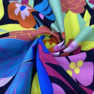 Mavi Rengarenk Pamuk Poplin Kumaş 193