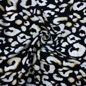Siyah Leopar Desenli Pamuk Viskon Kumaş 580