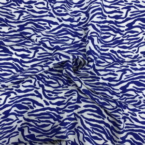 Lacivert Çiçekli Maroken Krep Kumaş 97