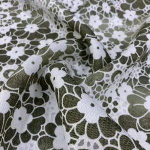 Çiçek Desenli Yakma Keten Kumaş 85