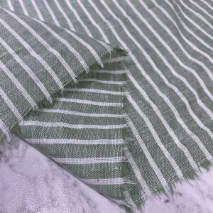 Mint Yeşili Çizgi Desenli Pamuk Keten Kumaş 83
