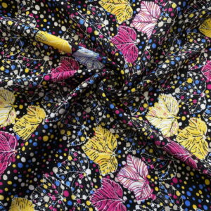 Renkli Yaprak Desenli Pamuk Viskon Kumaş 586