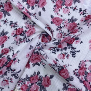 Gül Desenli İpek Vual Kumaş 138