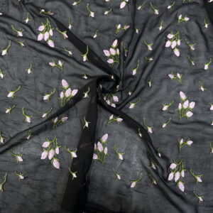 Lila Nakışlı Şifon Kumaş 172