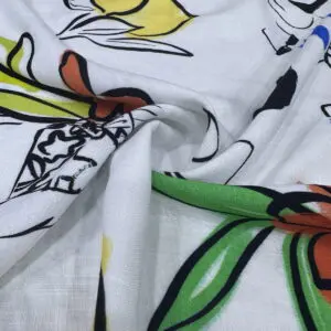 Renkli Desenli Pamuk Keten Kumaş 110