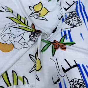 Renkli Desenli Pamuk Keten Kumaş 110