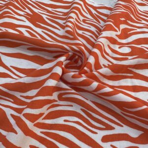 Turuncu Zebra Desenli Pamuk Viskon Kumaş 624