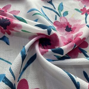 Pembe Çiçekli Krep Kumaş 111