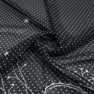 Siyah Eteği Su Desenli Şifon Kumaş 180