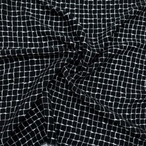 Kare Desenli Pamuk Viskon Kumaş 655