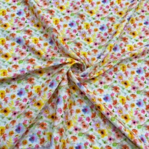 Renkli Çiçek Desenli Saten