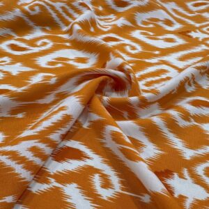 Turuncu Etnik Desen Pamuk Viskon