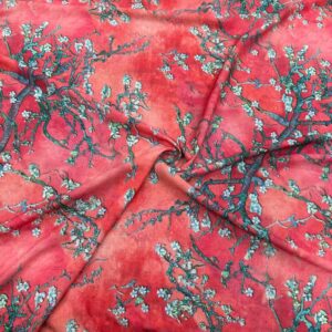 Dior Marka Nar Çiçeği Jorjet Krep Kumaş