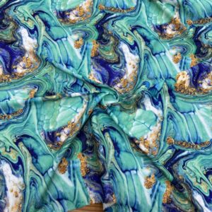 Dior Su Yeşili Gold Detaylı Jorjet Krep Kumaş