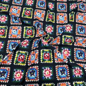 Dolce Gabbana Patchwork Desen Jorjet Krep Kumaş