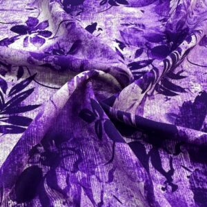 Mor Çiçek Desen Pamuk Viskon Kumaş